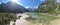 Lago Landro - Panoramica aerea dall\\\'alto del paesaggio sulle Dolomiti di Sesto