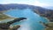 Lagoa do Fogo Azores aerial view shot from licensed drone