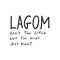 Lagom meaning inspirational handwritten text vector lettering. Not too little not too much just right.