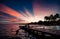 Lagoon Bacalar in Mexico, Yucatan peninsula in sunset