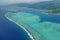 Lagoon and barrier reef Raiatea island aerial view