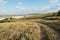 Lagoon estuary Molochnyi liman landscape grass path road clouds blue sky