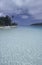 Lagoon, palm trees and turquoise water, vacation in french Polynesia