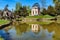 Lagoon with reflextion of a house in Versailles in Paris