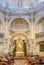 Laguardia, Alava, Spain. March 30, 2018: Main altar, golden altarpiece and apse of the Romanesque-Gothic church-fortress called Sa