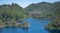 Lagunas de Montebello national park view with forested hills near the lake