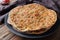 Lahmacun turkish delicious pizza with minced beef or lamb meat, paprika, tomatoes