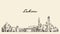 Lahore skyline Punjab Pakistan drawn vector sketch