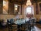 Laid dining tables in tower room of Burgundian tower of Duurstede castle in Wijk bij Duurstede, Netherlands