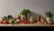 Laid out products on a showcase with vegetables and root crops. A counter with greens in a supermarket store.