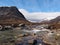 Lairig Ghru seen from river Dee, Scotland in may