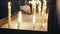 The laity in the Christian Church puts candles. Close up. Religious institution