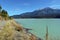 Lajoie Dam, road and mountains, in British Columbia, Canada