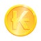 LAK Golden Lao Kip coin symbol on white background. Finance investment concept. Exchange Laos currency Money banking