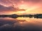 Lake against colorful sky with clouds at sunset