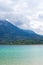 Lake Aiguebelette near mountains in France