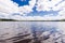 Lake Ann in Zimmerman Minnesota, wide angle view with ripples in the water.