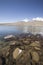 Lake Aparan below mountain Aragac in Armenia