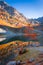 Lake Arpy and autumnal foliage in Aosta Valley Italy