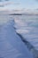 Lake Baikal, crack in ice. Winter landscape