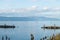 Lake Baikal landscape with fishermen in summer day