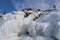 Lake Baikal in winter, ice formations, icicles, snow landscape