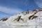 Lake Baikal in winter, ice formations, icicles, snow landscape