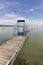 Lake Balaton landscape with closed long pier for boats, Hungary.