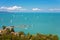 Lake Balaton with lots of sailboats from Tihany village in Hungary