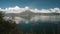 Lake Batur with fish farms, Mount Batur in background