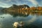 Lake Bled, castle Bled and church St. Marina - autumn picture