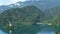 Lake Bled and Julian Alps in Slovenia, fantastic aerial view, tourist attraction