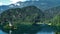 Lake Bled and Julian Alps in Slovenia, fantastic aerial view, tourist attraction