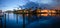 Lake Boca Raton and city skyline with reflections at sunset, panoramic view