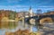 Lake Bohinj and church St. John the Baptist , Slovenia - autumn view