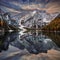 Lake Braies, Italy - Amazing autumn sunrise at Lake Braies Lago di Braies in the Italian Dolomites at South Tyrol