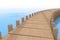 Lake bridge. Long pier. Water ripples. 3D illustration