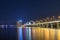 Lake and bridge at night in jiujang