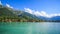 Lake Brienz Brienzersee Embankment Scenery view from cruise boat, Interlaken, Switzerland, Europe