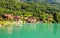 Lake Brienz Brienzersee Embankment Scenery view from cruise boat, Interlaken, Switzerland, Europe