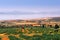 lake Burdur in the Isparta region with farmland in the foreground. Agriculture and natural resources in Turkey