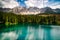 Lake Carezza with Latemar in background