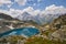 Lake Caucasus mountains in summer, the melting of glacier ridge Arkhyz Sofia lake. Beautiful high mountains of Russia, clear ice