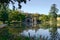 Lake and caves inside the park of Majolan, Blanquefort