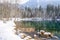 Lake Christlessee in winter at trettach valley near oberstdorf, idyllic south bavarian landscape in Germany