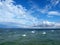 Lake, clouds and blue sky