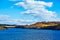 The lake and cloudscape on autumn steppe