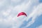 Lake Como, Italy - July 21, 2019. Kitesurfing parachute flies in the sky