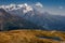 Lake Coruldi with a clear sky at the foot of the mountain.Upper Svaneti, Mestia, Georgia. High Caucasian ridge.