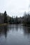 Lake covered with first thin ice